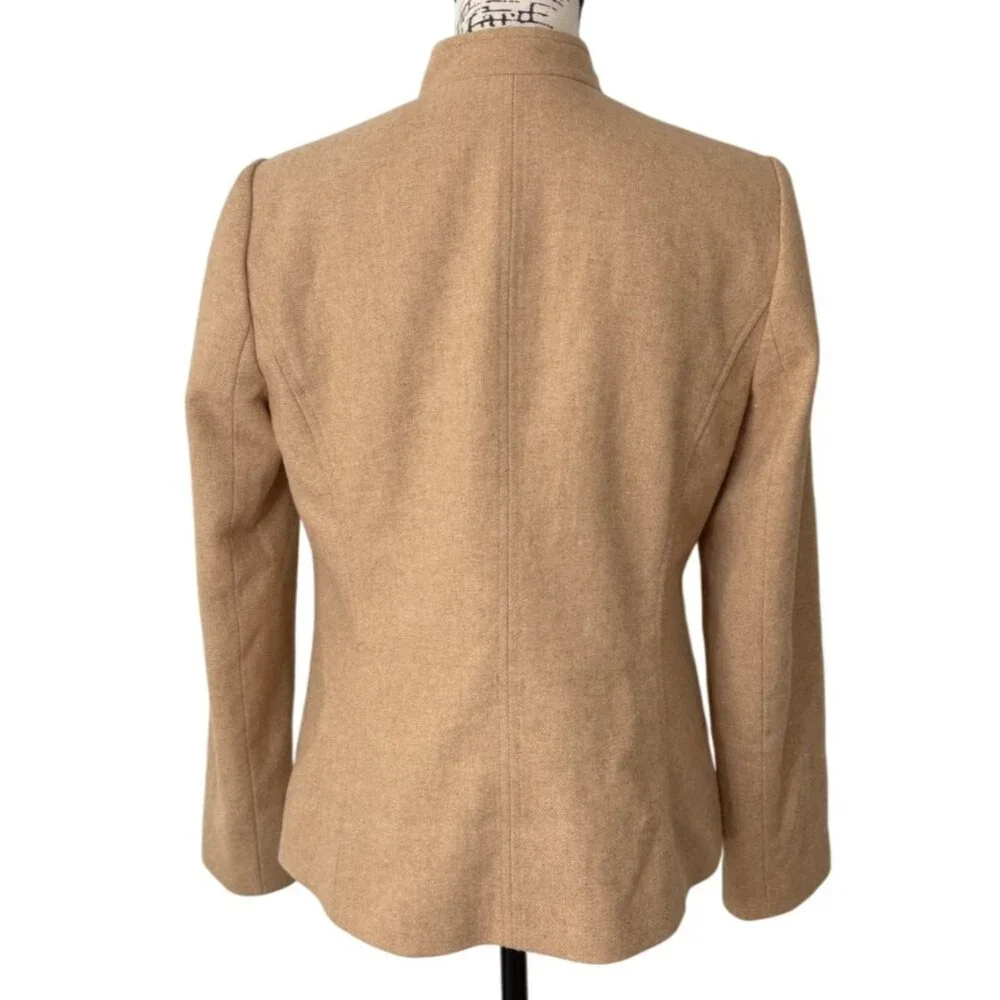 Banana Republic Womens Size 8 Tan Military Style Blazer Wool-Blend Crest-Buttons - Picture 3 of 7